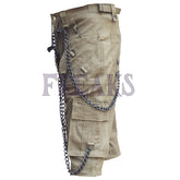 Men's Utility Punk Khaki Cargo  Shorts  with Chains